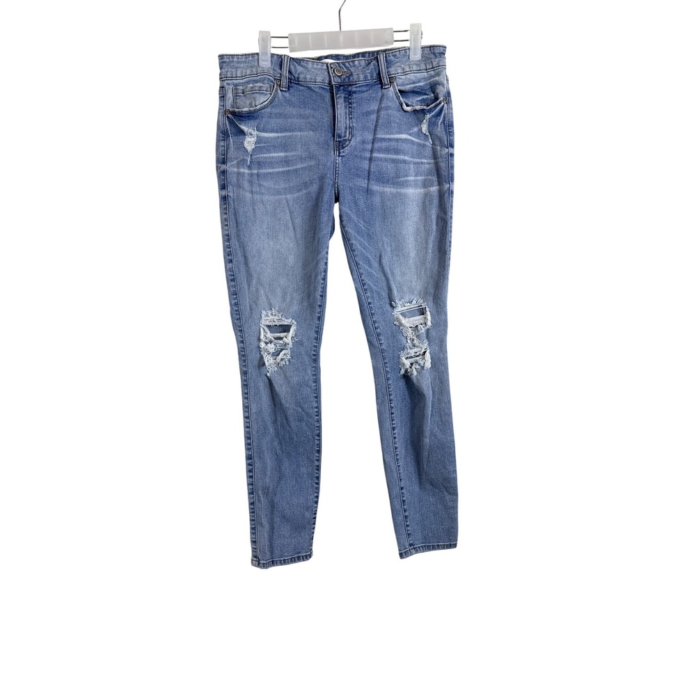 Eunina Mica Distressed Denim Jeans Lowrise Skinny Ankle Women Size 15